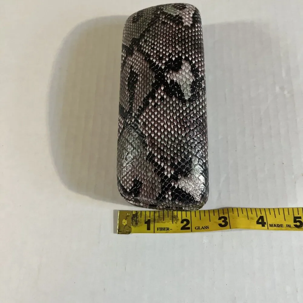 XOXO Clamshell Eyeglasses Case Faux Snakeskin Purple Black Sunglasses Holder